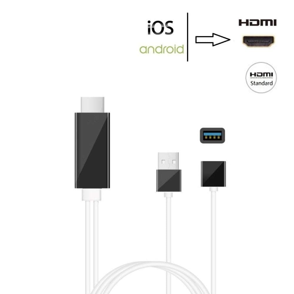 Mhl to HDMI Adapter Cable, SZYCD MHL Cable for Android Phones, Compatible with iOS Devices and Android Smartphones to HDTV Monitor Projector 1080P, Plug and Play