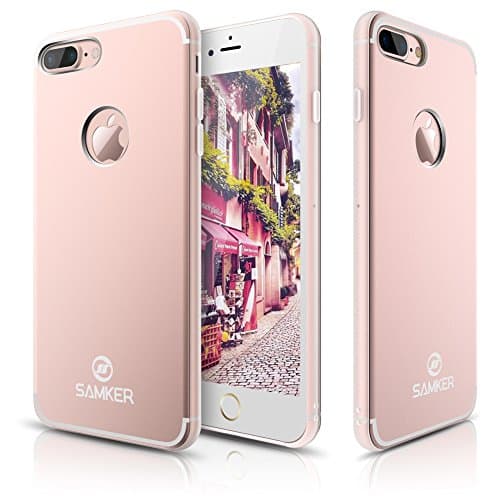 iPhone 7 Plus Case,SAMKER [Slim Fit][New Hybrid] [Aluminum Alloy + Soft TPU] Heat Dissipation Shock-Absorption Protective Case with Strap Hole [Anti-drop] for iPhone 7 Plus (5.5 Inch Rose Gold)