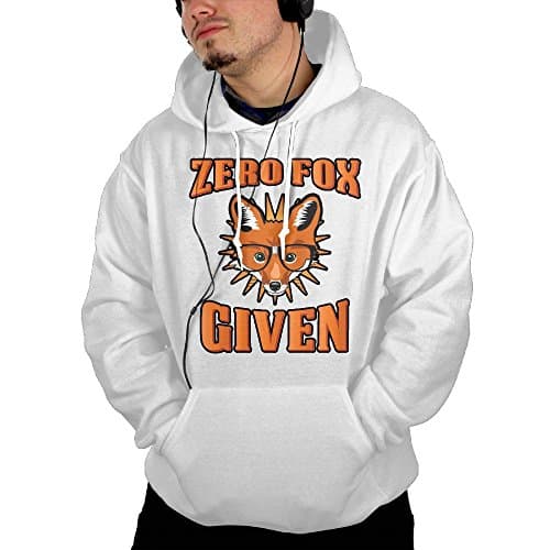 QU YDJ ICE Zero Fox Given Men's Active Casual Hoodie Sweatshirts With Big Pocket White