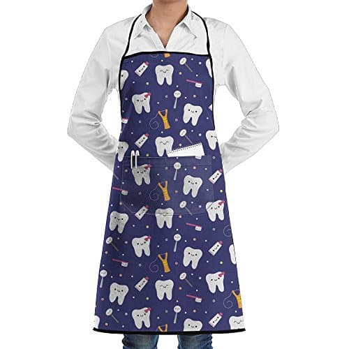 Dentistry Happy Teeth Friends Royal Blue Kitchen Apron Adjustable Apron For BBQ Barbecue Cooking Women's Men's Great Gift For Wife Ladies Men Boyfriend