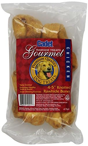 IMS Trading 10001 4-Pack Chicken Rawhide Bone for Dogs, 4-5-Inch