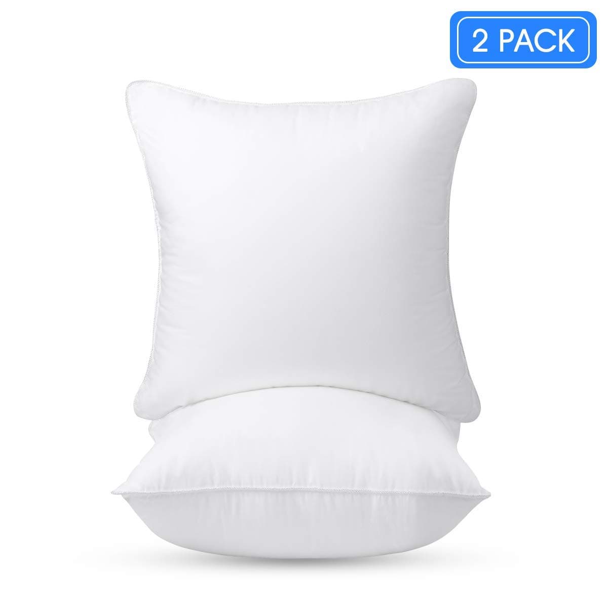 Cushion Pad Soft Stuffer Insert – Deluxe Plump Hypoallergenic Pillow Sham Square, Premium Quality White Polyester Hollowfibre – Standard / White - (Pack of 2-22" x 22")