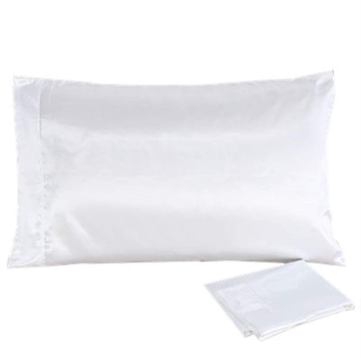 UNIHome 2pc New Queen/Standard Silk~y Satin Pillow Case Multiple Colors (White)