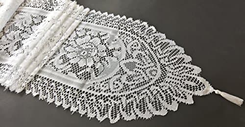 Goldstream Point White 108 Inch x 14 Inch Lace Table Runner Wedding Extra Long Roll