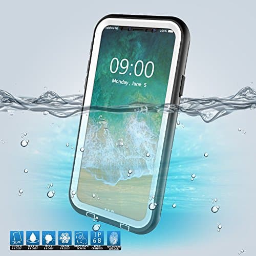iPhone X Waterproof Case, Amever IP68 Underwater Snow Proof, Shockproof, Touch Screen Touch ID Built-in Screen Protector with Hand Strap Kickstand Full Sealed Protective Cover for iPhone X - White