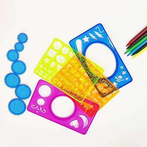 Riotech Children Drawing Stencils set- Perfect Travel Activity and Creativity Kit with over 90 Shapes Ideal Kids Gifts Educational Toys for 3+