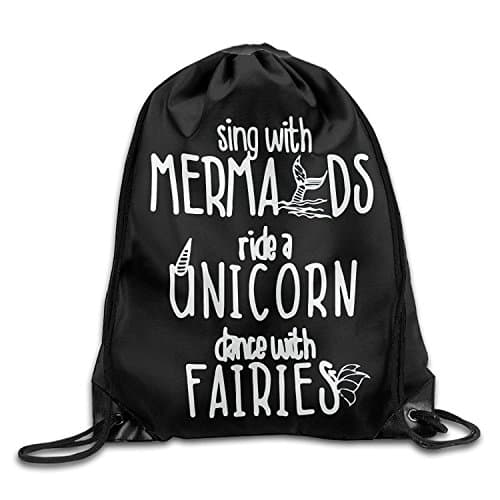 Sing With Mermaids Ride A Unicorn Dance With Fairies Drawstring Pack Beam Mouth Sport Bag Shoulder Bags For Men &amp; Women