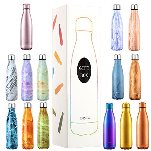 DJSBZ 17oz Cola-Shape Water Bottle, Double Walled Vacuum 18/8 Stainless Steel, Leak-Proof Keep Hot & Cold, Personalized Texture,Gift Box Packaging (500 ml)
