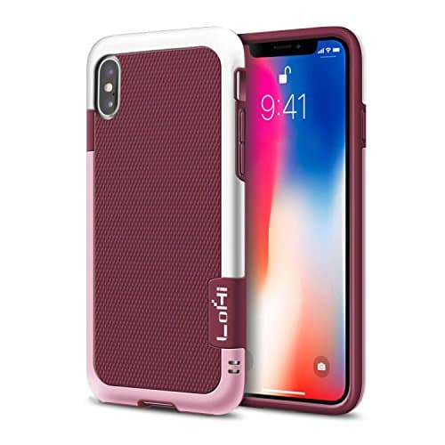 iPhone X Case, LoHi [Extra Front Raised Lip] Hybrid Impact 3 Color Shockproof Rugged Case Soft TPU &amp; Hard PC Bumper Anti-Slip - Red