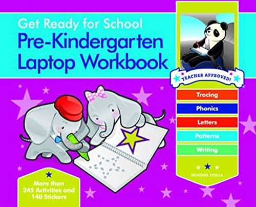 Get Ready for School Pre-Kindergarten Laptop Workbook: Uppercase Letters, Tracing, Beginning Sounds, Writing, Patterns