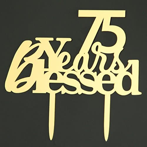 LOVELY BITON Mirrored Gold 75 Years Blessd Cake Topper Shining Number for Wedding, Birthday, Anniversary, Party Decoration.