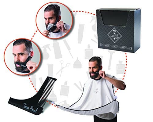 Terra Beard Accessories Perfect Gift Beard Styling and Shaping Tool Comb Template and Matching Apron Beard Bib Beard Cape For Shaving For Perfect Lines and Symmetry-3 years warranty By
