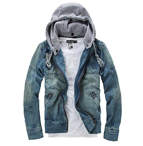 Onetify Mens Denim Jacket with Removable Hood (Large)