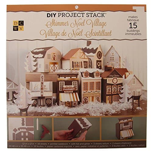 DCWV DIY Project Stack Shimmer Noel Village 12x12 Printed Cardstock 18 Sheets