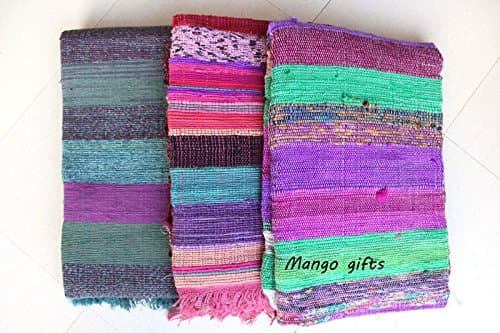 Mango Gifts Handmade Rag Rug, Carpet Runner, Large Chindi Area Rugs 4x6, Indian Dhurrie, Floor Mat Wholesale Lot
