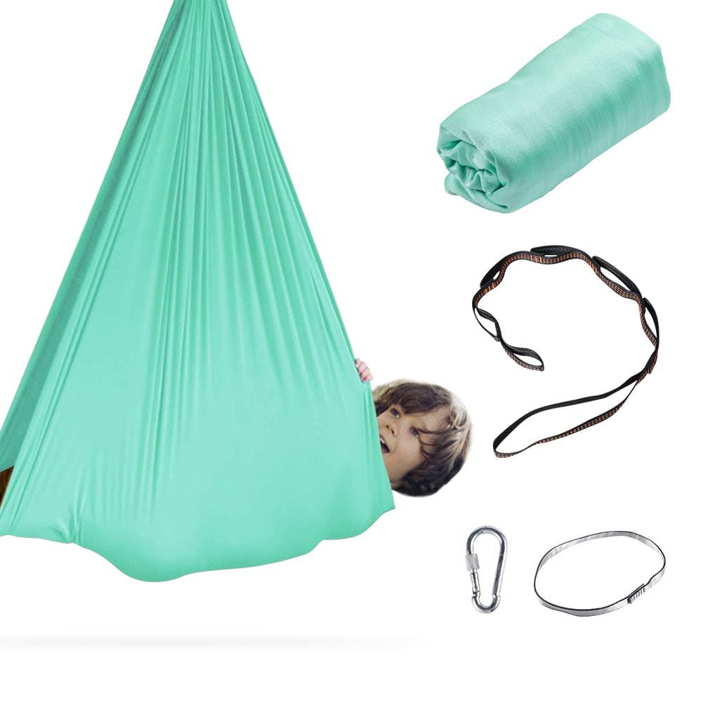 Aokitec Therapy Swing for Kids with Special Needs (Hardware Included) Snuggle Swing Cuddle Indoor Outdoor Adjustable Hammock for Children with Autism, ADHD, Aspergers, Sensory Integration(Green)