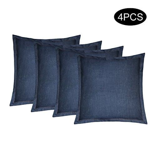 KATEVO Pillow Inserts with Pillow Protector, 17.7x17.7" 100% Cotton Denim Bedroom Reading & TV Relax Throw Pillow for Adults, Teens and Kids Bed Rest, Arm, Back, Lumbar & Head Support Cushion (4 Pack)