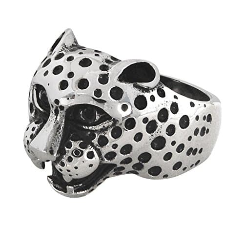 Cheetah Stainless Steel Cheetah Head Ring For Men