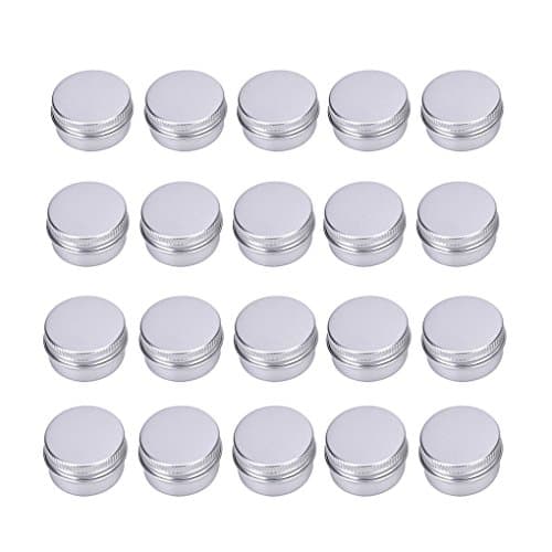 Ensunpal Empty Lip Balm Containers Aluminum Silver Slip Slide Round Storage for Cosmetics, Beauty, Accessories, 20 Pcs, 1/2 Oz