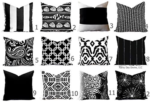 Outdoor Pillow Cover Black White