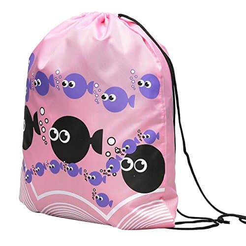 WNOSH Drawstring Backpack School Shoulder Bag Waterproof Beach Swimming Bag Pouch(Pink fish)