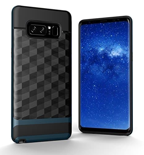 Samsung Galaxy Note 8 Case, LOAUIE Slim Protective Dual Layer Textured Cover Hybrid TPU PC Bumper Secure Grip Geometric Design for Samsung Galaxy Note 8 [Upgrade-Navy]