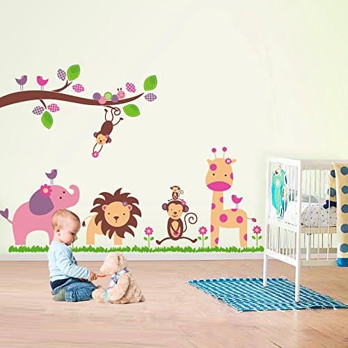 Fuloon Jungle Animals Wall Stickers Wall stickers / Wall decals / Wall paper Home Art Deco wall Sticker- Boys Girls Kids Childrens Bedroom Nursery