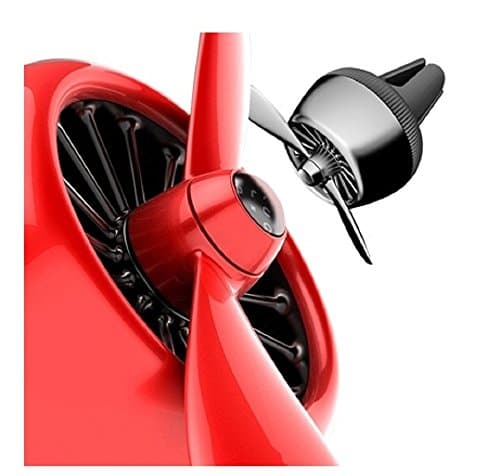 Propeller Airforce Series Spinner Model 2 - Real Metal - Car Interior Vent Clip Air Freshener Odor Neutralizing Scent - Signature Perfume - Red (Feu de Bois)