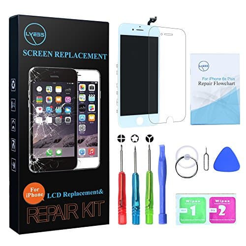 LYESS LCD Touch Screen Digitizer Replacement for iPhone 6S Plus 5.5 Inch - White with 3D Touch Frame Assembly, Repair Tools Kit and Instructions