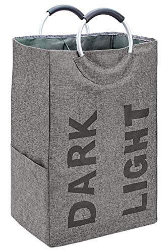 Ettersby Large Collapsible Double Laundry Hamper Laundry Basket Bag with Handle Easily Transport Foldable Laundry Basket, Grey