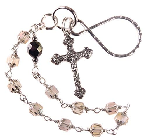 Key Ring Key Chain Religious Gift Christian Gift Pocket Rosary Czech Crystal Crucifix