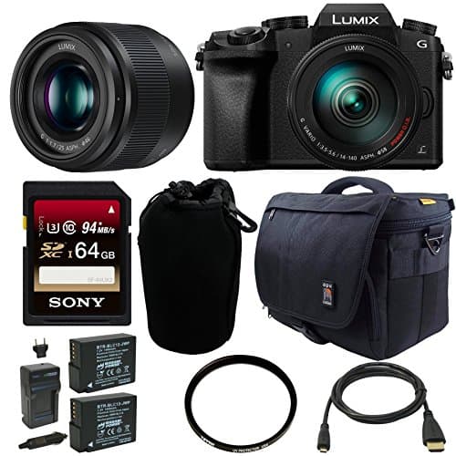 Pansonic LUMIX G7 (Camera + H-H025K 2 Lens Bundle)