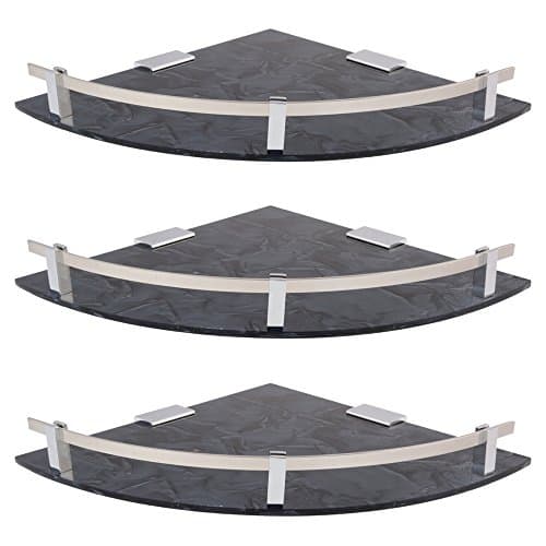 MERCEBULL Stylish Marble Designed Acrylic Wall Shelf (9 x 9 Inch, Black)