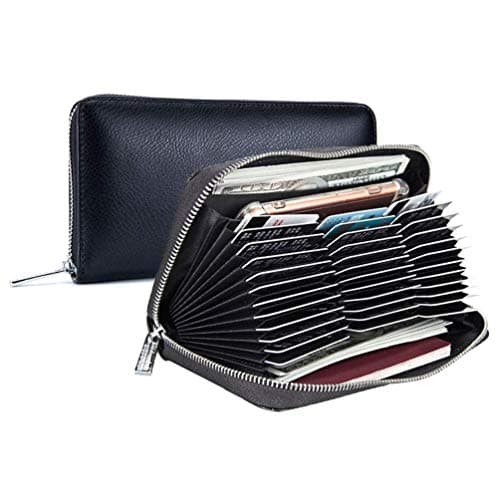 Clairty Card Holder Wallet RFID Blocking Leather Card Case Wallet Large Capacity (36 Cards)