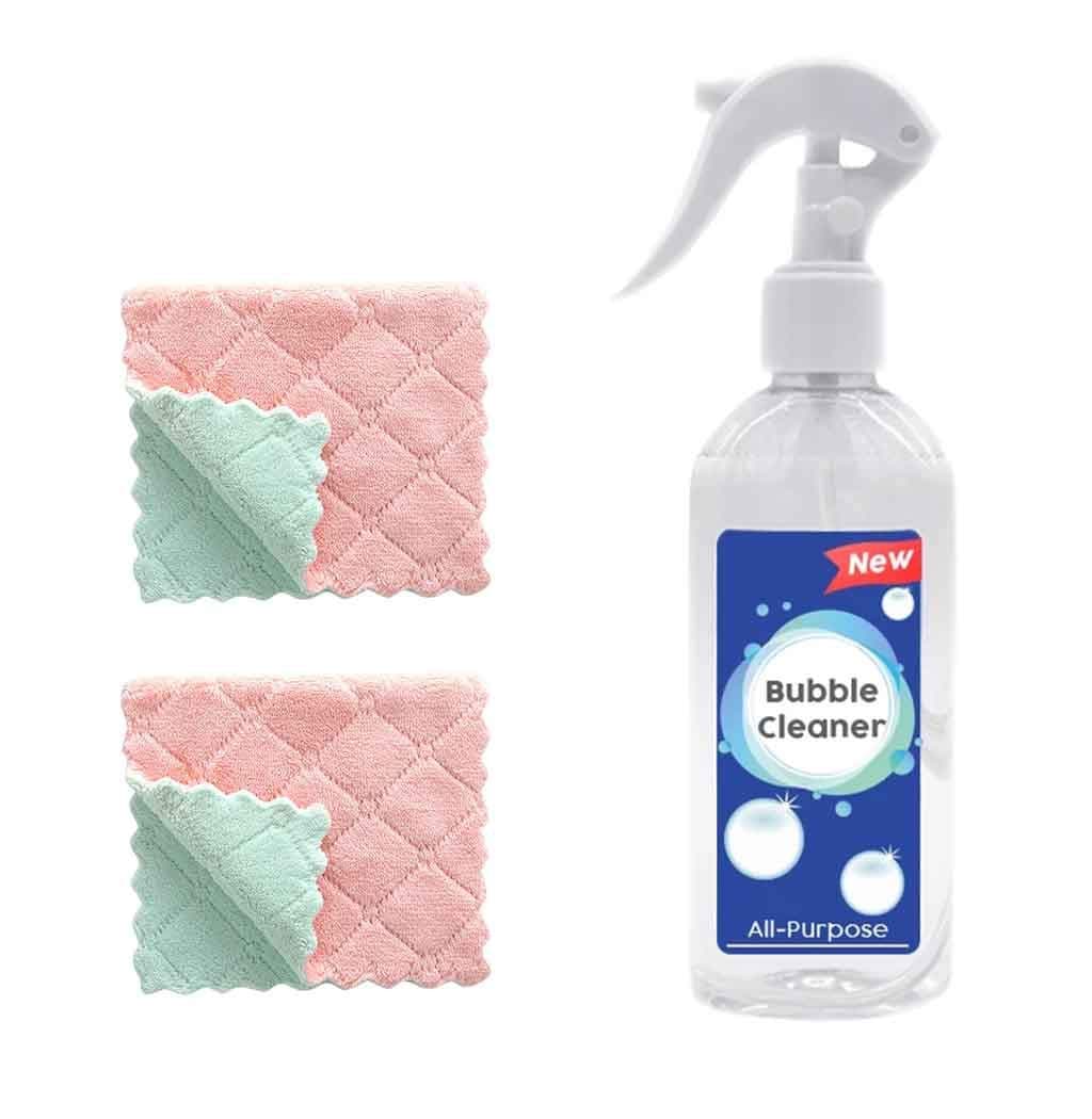 Rinse-Free Super Foam Cleaner, Multi Purpose Bubble Cleaner for Kitchen Sink countertop,Cooktop,Water-tap Greases Dirts Cleaning Inside The Car - Fresh Lavender Scent 6.8oz (1PC Cleaner +2PC Towel)
