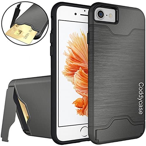 iPhone 7 Case,iPhone 7 Cases,iPhone 7 Cover,Coddycase Protective Card Slot Holder Hybrid Cover with Kickstand for iPhone 7 (2016)- Grey