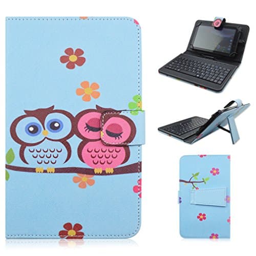Kimiyoo Samsung Galaxy Tab A 8.0 Tablet Micro USB Keyboard Cover - Universal 8-inch Tablet Case with Micro USB Keyboard for Samsung Galaxy Tab A 8.0 SM-T350 T351 T355 Tablet,Blue OWL