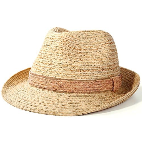 Deevoov 100% Raffia Straw Light Sun Hat Panama Trilby Fedora Short Brim Jazz Cap