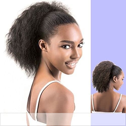 Wrap Drawstring 100 Human Hair Ponytail Extensions Coarse Curly Afro Kinky Straight Italian Yaki Curly Top Closure Clip Ins Ponytail Extensions for African American Women 100g/pcs