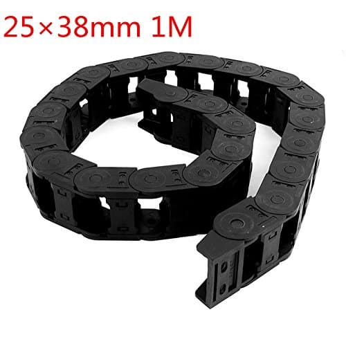 HHY Plastic Cable Drag Chain Wire Cord Carrier 25mm x 38mm 1M Length Black