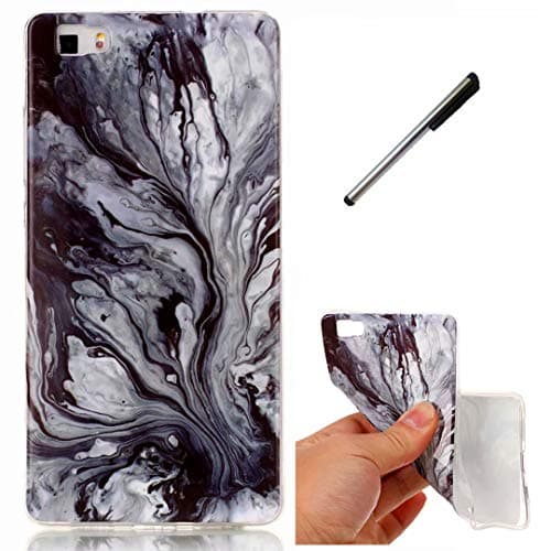 Huawei P8 lite marble case.DECHYI marble series case. Ultra - thin high - transparent soft silicone TPU cover – trees