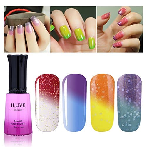 iLuve Long Lasting Soak Off Chameleon Temperature Colour Change Nail Polish with 60 Color Choices | 4 bottle with 12ml UV Gel Polish of Color #54044