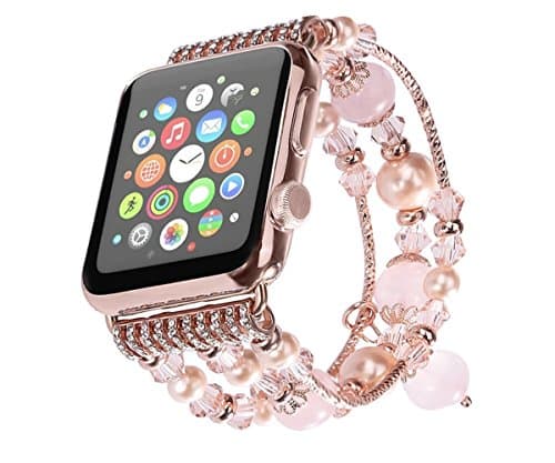 Newest Apple Watch 3/2/1 Band Replacement, KOMEI Fashion Sports Beaded Bracelet Strap Band For Apple Watch Series 3/ 2/1 / Watch Sport / iWatch Band for 38mm/42mm Apple Watch Models