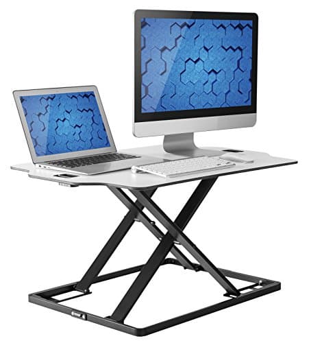 Standing Desk Fully Assembled Sit Stand Desk Converter Ergonomic Adjustable Height Desk, Low Profile Sturdy Office Desk Stand, Smooth Transition from 1 to 16 Inches, 31 X 21" working Computer Space