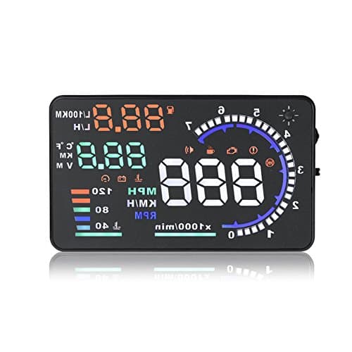 GD2016 New Black A8 5.5" Large Screen Car HUD Head Up Display with OBD2 Interface Plug &amp; Play KM/h MPH Speeding Warning with Color Led