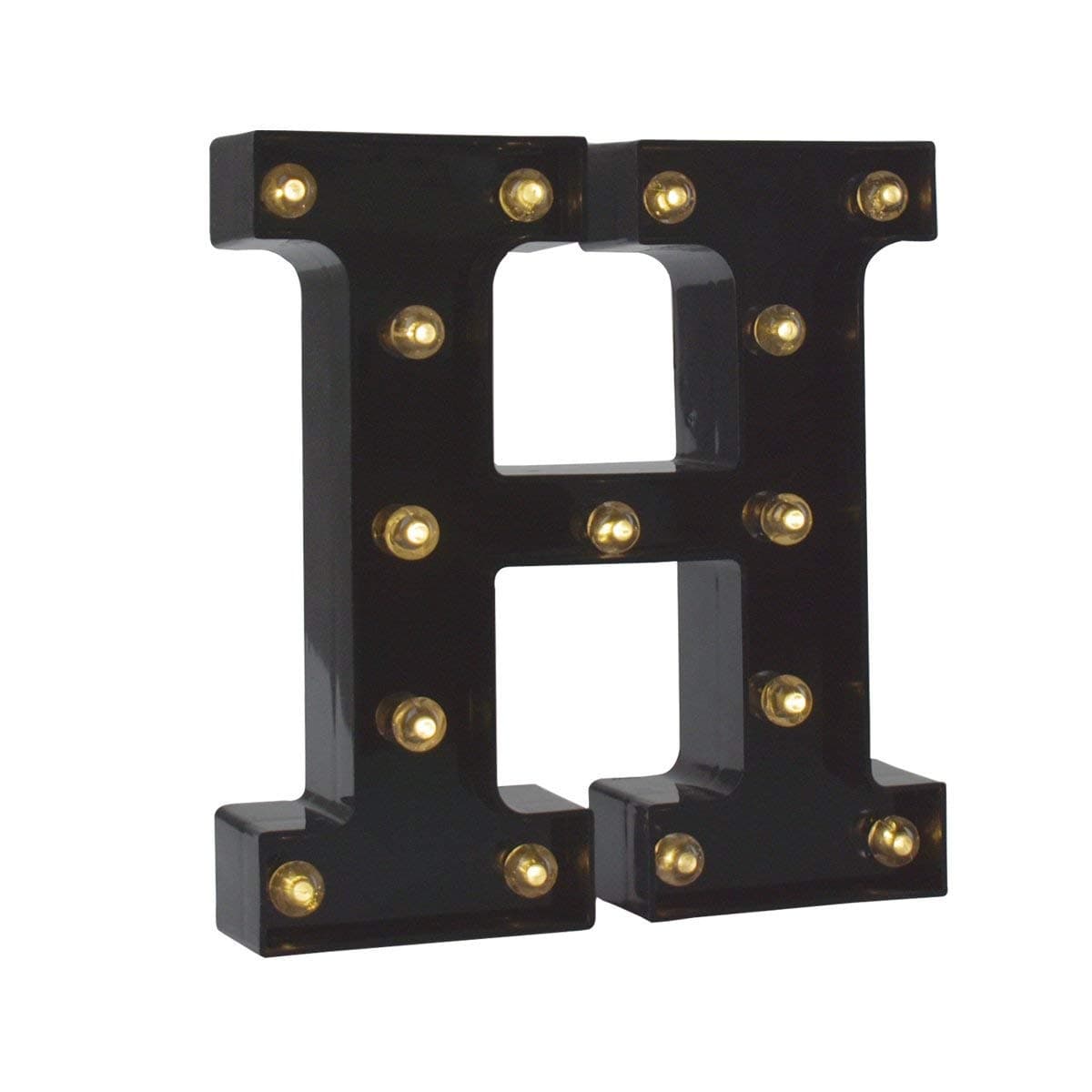 Light up Letters LED Letter Black Alphabet Letter Night Lights for Home Bar Festival Birthday Party Wedding Decorative (Black Letter H)