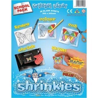 Original Shrinkles, Shrink Art School Pack Crystal Clear ( 20 Sheets)