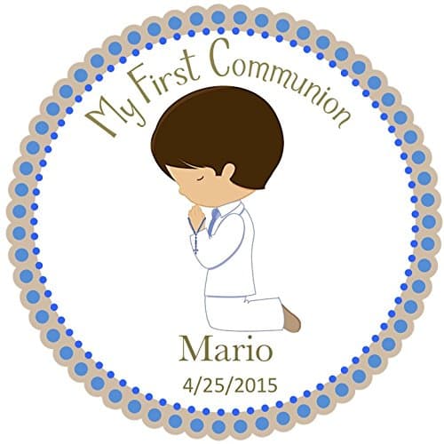 40 Round Labels 2" First Communion Personalized Easter Stickers, Christening Custom Hang tags, Holy Communion Labels, Party Favors-Choice Of Size