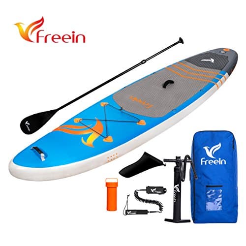 Inflatable Paddle Board, 6” Thick Inflatable Stand Up Paddle Board, 11’ Long All Around SUP Board with Pump, Paddle, Fin, Leash, Repair Kit and Carry Backpack, by FreeinBoard