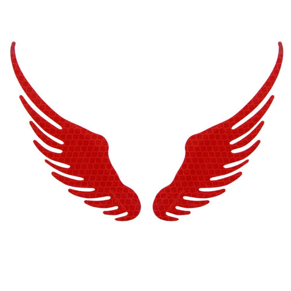 DC CLOUD Reflective Stickers Angel Wings Reflective Warning Sign Car Stickers Motorcycle Prevent-bump Caution Night Luminous Helmets High Visibility Car red